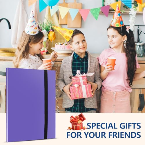Card Binder, EDUDIIU 9 Pockets Premium Trading Card Binders, Cards Collection Binder Album, Side Loading Yugioh Holder Book for Sport, Football, Baseball Collector - Purple - color: Purple