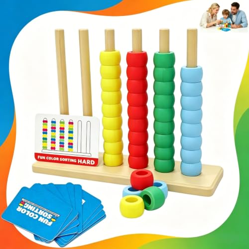 3D Color Stacks Challenge Game,2-4 Players Family Board Game for Adults & Teens,Mini Color Stack for Game Night and Travel