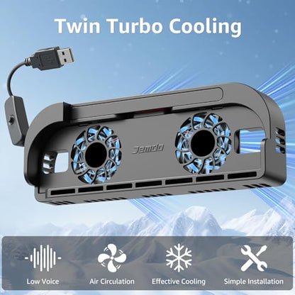 JEMDO Switch 2 Dock Cooling Fan, Dual Fans Silent Cooling Base with 7 Game Card Slots, 3D Printed Design, Front Airflow Heat Dissipation Stand, USB Powered Quiet Cooling for Nintendo Switch 2 Dock