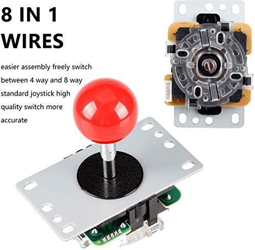 Fosiya 1 Player LED Arcade DIY Kits USB Encoder to PC Joystick + 10 x LED Chrome Arcade Buttons for PC, MAME, Raspberry Pi, Windows
