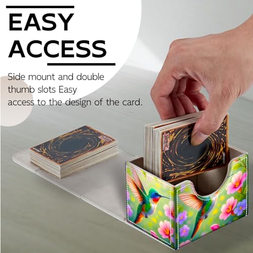 Trading Card Storage Box, Premium PU Leather with Magnetic Closure, Holds 100+ for MTG Cards, Hummingbird Among Flowers Durable Deck Box for Magic the Gathering, Trading Card Games - color: Hummingbird Among Flowers
