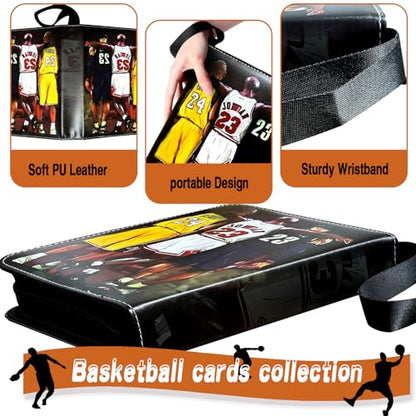 Basketball Card Binder, Trading Card Binder 9 Pocket with 50 Removable Sleeves Fits 900 Sport Cards, 3 Ring Card Holder Binder with Zipper, Collector Storage Album