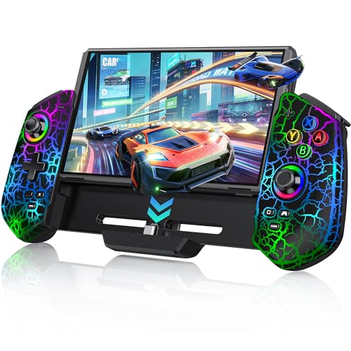 Switch Controller with Hall Joystick for Nintendo Switch/OLED, Wired Switch Pro Remote Controller with Turbo/4 Game Slot/Dual Motor,Handheld Joypad Replacement for Nintendo Switch Controller - color: Black Crack