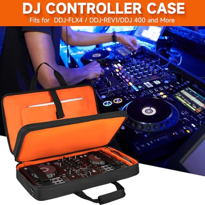 DJ Controller Case Fits for Pioneer DDJ-FLX4/Numark Mixtrack Platinum FX | Padded DJ Storage Bag Fits for DDJ-REV1/DDJ-400/DDJ-SB3/DDJ-RB/Numark Mixtrack Pro FX/Roland DJ-202 (21.5 x 12 x 2.5 in) - size: S(21.5 x 12 x 2.5 in)