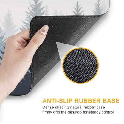 Misty Pine Forest Large Mouse Pad Gaming Keyboard Desk Pad Extended Mouse Mat Non-Slip Rubber Base with Stitched Edges for Office Game Home XXL 35.4"X 15.7" - color: Abstract Rainbow Paw Print