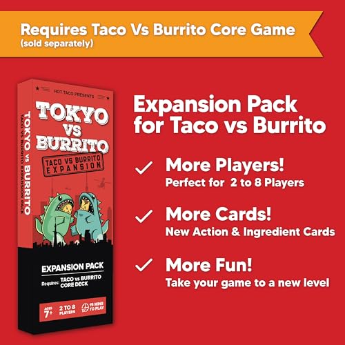 Taco vs Burrito Tokyo Expansion Pack - Fun Family Game for Kids & Adults, Ideal for Family Game Nights, Board & Card Game, Perfect Idea, Requires Core Game - style: Tokyo vs Burrito Expansion