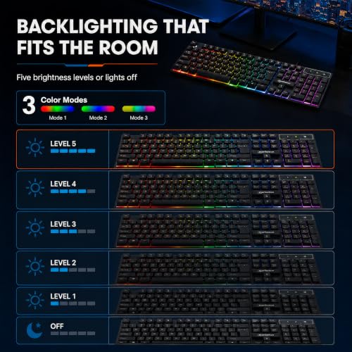 MANHATTAN RGB LED USB Gaming Keyboard - Full Size, Rainbow Backlight, Spill-Resistant, Quiet Keystrokes, 12 Multimedia Function Keys, for Computer, PC, Desktop, Gamer – 3 Yr Mfg Warranty - 180603 - color: Rainbow
