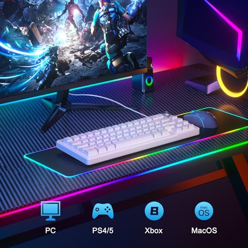 MageGee Mini 60% Gaming Keyboard, RGB Backlit Ultra-Compact Keyboard, TS68 Ergonomic Waterproof Mechanical Feeling Office Computer Keyboards for PC, MAC, PS4, Xbox ONE Gamer - color: Ivory