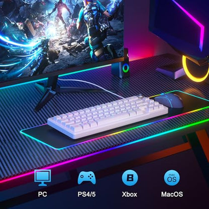 MageGee Mini 60% Gaming Keyboard, RGB Backlit Ultra-Compact Keyboard, TS68 Ergonomic Waterproof Mechanical Feeling Office Computer Keyboards for PC, MAC, PS4, Xbox ONE Gamer - color: Ivory