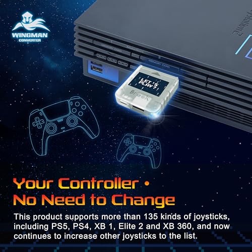 Brook Wingman PS2 Transparent White Converter - Special Retro Consoles Converter for XB Series X|S, One, 360, Elite 1&2 and PS5/PS4/PS3, NS Pro Controller on PS2/ PS1/ PS Classic Consoles - color: Transparent White