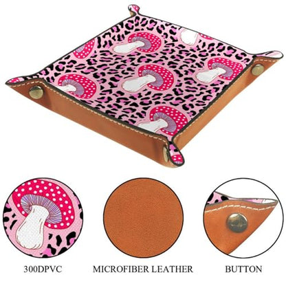 Mushrooms Leopard Dice Tray PU Leather Dice Rolling Tray Folding Dice Holder for Dice Games, Like RPG, DND and Other Table Games - color: Multi 9