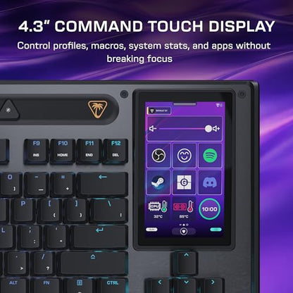 Turtle Beach Command Series KB7 TKL Wired Hall-Effect PC Gaming Keyboard | Touchscreen Command Display, Low-Profile Hall-Effect Switches, Double Shot PBT Keycaps, True 8K Polling, Per Key RGB, Black - style: KB7 Keyboard
