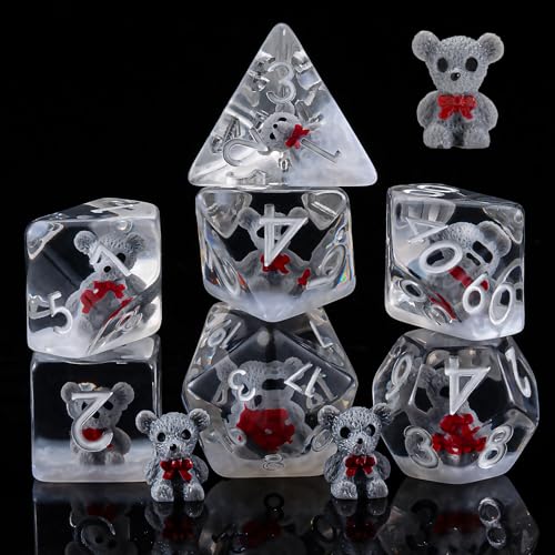 Bear DND Resin Dice Set, Polyhedral D&D Dice Animal Inclusion Dice D and D for Dungeons and Dragons MTG RPG Board Games - color: Bear