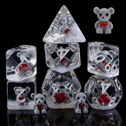 Bear DND Resin Dice Set, Polyhedral D&D Dice Animal Inclusion Dice D and D for Dungeons and Dragons MTG RPG Board Games - color: Bear