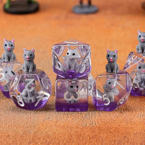 Cat DND Resin Dice Set, Polyhedral D&D Cat Dice Inclusion Dice for Dungeons and Dragons MTG RPG - color: Cat