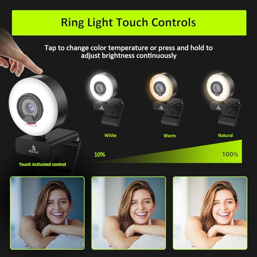 NexiGo N960E 1080P 60FPS Webcam with Light, Software Included, Fast AutoFocus, Built-in Privacy Cover, USB Web Camera, Dual Stereo Microphone, for Zoom Meeting Skype Teams Twitch - style: Webcam with Light