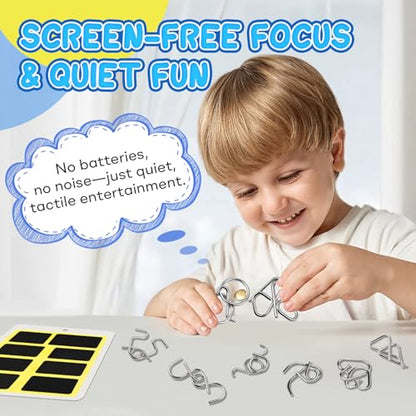 Metal Brain Teaser Puzzles Ring Educational Toys, Steel IQ Games Physics Mind Metal Puzzles for Adults, Unlock Interlock Game, Brain Teaser Puzzle for Party Favor Kids (A) - style: A
