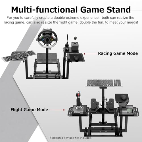 Supllueer Racing Flight Simulator Cockpit Adjustable Fit for Thrustmaster Hotas Warthog T300,for Logitech X52PRO G923,for Fanatec Racing Wheel Stand Without Seat Wheel Pedal Throttle Joystick Keyboard