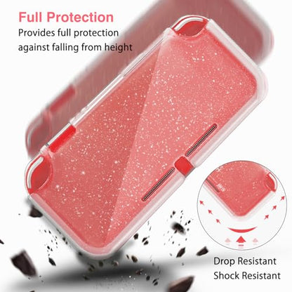 TIKOdirect Carrying Case for Nintendo Switch lite, Shockproof Portable Travel Bag with Glitter Galaxy cover, Screen Protectors and Cute Leaf Thumb Grips Caps, Animal Crossing Pink - color: Animal Crossing Pink