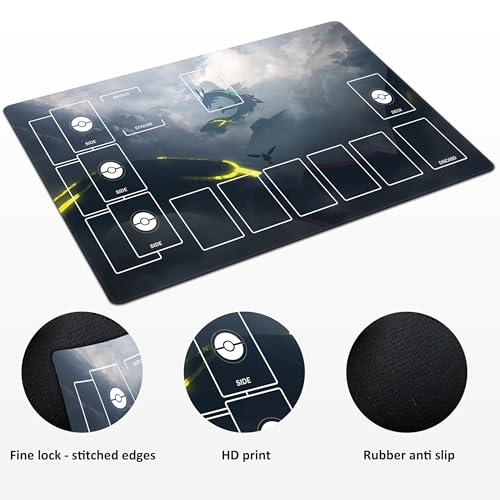 Playmat for Trading Card Game with 31 Damage Counters,Single Player Trainer Mat and Professional Storage Bag(Black Dragon) - color: Black Dragon