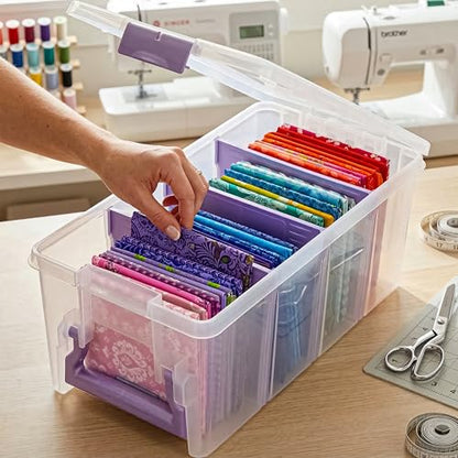ArtBin Semi Satchel 휴대용 공예 정리함, 칸막이 3개 포함 - 미술 및 공예 용품을 위한 투명 플라스틱 보관 케이스 | 탈착식 칸막이 3개, 39.9 x 20.3 x 16.2cm(15.2 x 8 x 6.2인치), 안전한 걸쇠, 운반 손잡이, 투명하고 내구성 - color: 퍼플., size: Pack of 1