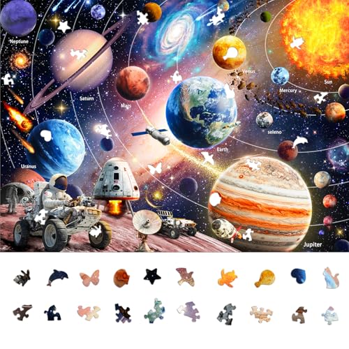 1000 Piece Jigsaw Puzzle for Adults, Astronaut Space Puzzle | Glow-in-the-Dark Astronaut Adventure with Solar System and Outer Space Details, 26.6 x 19.2 in - color: Mission: Space