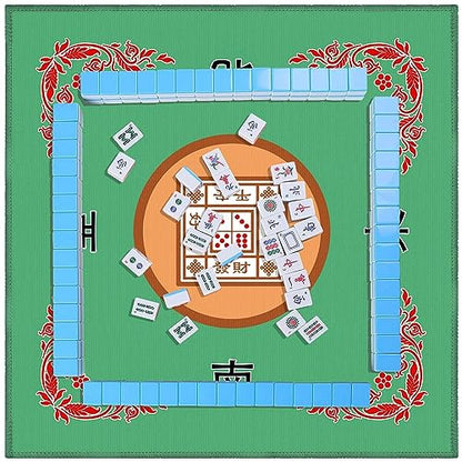 Mahjong Mat, Mahjong Table Mat for Tile Game, 31.5 in x 31.5 in Anti Slip and Noise Reduction Table Cover for Poker Card Board and Dominoes(Green) - color: C-green