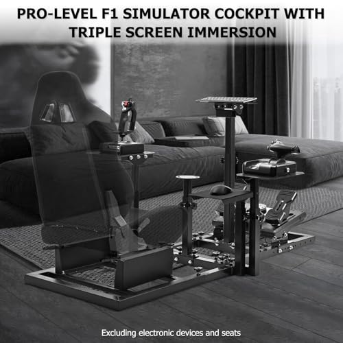 Supllueer Racing Flight Simulator Cockpit Adjustable Fit for Thrustmaster Hotas Warthog T300,for Logitech X52PRO G923,for Fanatec Racing Wheel Stand Without Seat Wheel Pedal Throttle Joystick Keyboard