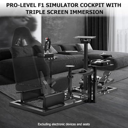 Supllueer Racing Flight Simulator Cockpit Adjustable Fit for Thrustmaster Hotas Warthog T300,for Logitech X52PRO G923,for Fanatec Racing Wheel Stand Without Seat Wheel Pedal Throttle Joystick Keyboard