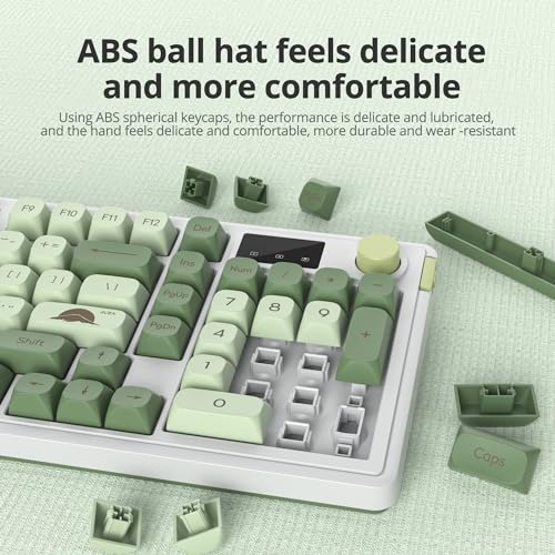 RGB Mechanical Feel Membrane Wireless Keyboard, Wired/Bluetooth/2.4G Silent ABS Ball Cap Gasket Structure Gaming Office Keyboard for PC/Mac/Win(98 Matcha) - color: 98 Matcha
