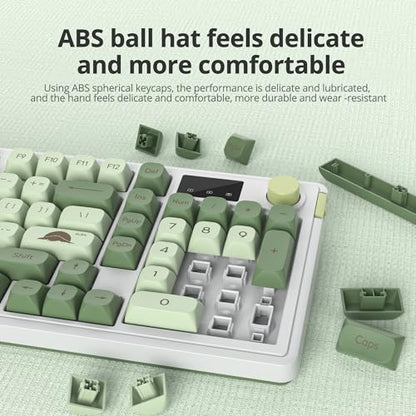 RGB Mechanical Feel Membrane Wireless Keyboard, Wired/Bluetooth/2.4G Silent ABS Ball Cap Gasket Structure Gaming Office Keyboard for PC/Mac/Win(98 Matcha) - color: 98 Matcha