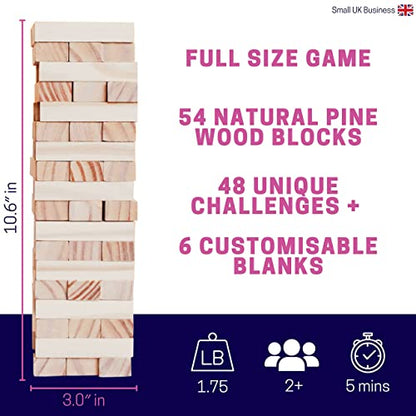 Drinking Game - 21+ Ultimate Pregame Drink Tower for Parties - Adult Party Game with 54 Blocks | Funny Drunk Game for Game Night, Bachelorettes, Couples and 21st Birthday Gift