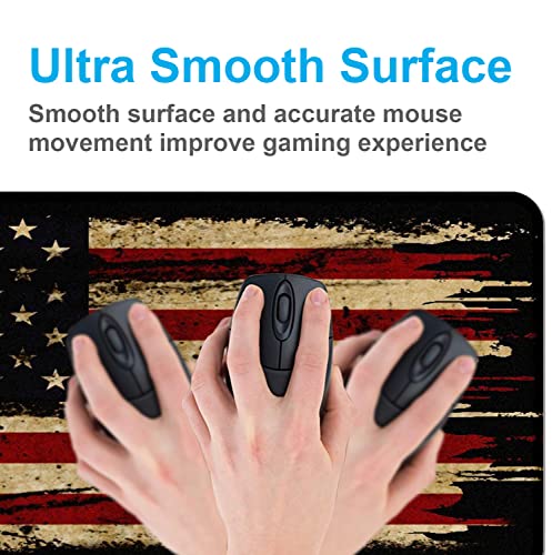 Retro American Flag XL Gaming Mouse Pad with Stitching Edge Laptop Desk Mat | Large Extended Mouse Pad; Full Desk Coverage; Waterproof Coating; Stable Anti-Slide Base For Gaming, Office, Study Daily Use - color: American Antique Flag