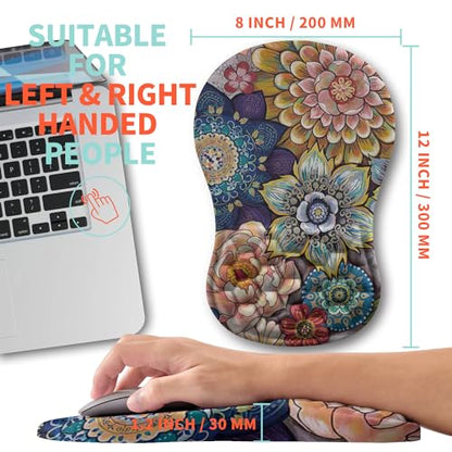 Ergonomic Mouse Pad Wrist Support with Memory Foam Massage Bulge, Carpal Tunnel Pain Relief Mousepad Wrist Rest for Mouse(12x8 inch, Blooming) - color: Kg007-blooming