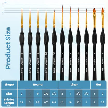 Paint Brushes Set Art Supplies, 11 PCS Miniature Paint Brushes for Acrylic Painting with Triangular Handles, Artist Brushes for Oil, Face Ceramics Model Detailing Watercolor Art Drawing Black