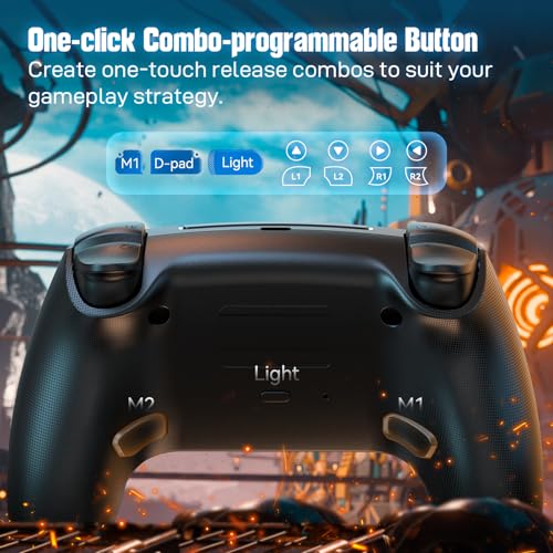 AFMVV Wireless Controller for PS5 with RGB LED,TURBO, Dual Vibration, 6 Axis Gyro Sensor, Touchpad, Ergonomic for Playstation 5 Controller, Compatible with PlayStation 5/PC/Mac/ios/Android/Steam - color: Black