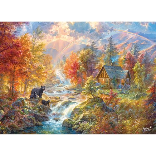 RoseArt - Abraham Hunter - Autumn at Rainbow Falls - 1000 Piece Jigsaw Puzzle for Adults - style: Autumn at Rainbow Falls