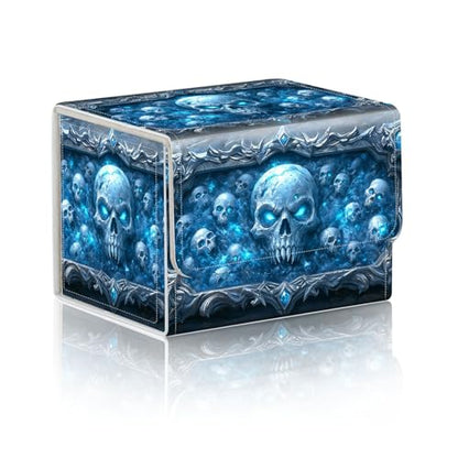 Trading Card Storage Box, Holds 100+ for MTG Cards, PU Leather with Magnetic Closure, Frost Skulls in Enchanted Frame Durable Deck Box for Magic the Gathering, Trading Card Games - color: Frost Skulls in Enchanted Frame