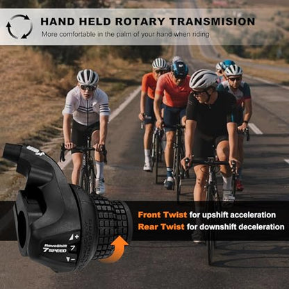 Bike Gear Shifters 7 Speed, Bicycle Revoshift Right SL-RS25-7R 7 Speed Shifter Bicycle Twist Grip Thumb Gear Shifter for MTB Folding Mountain Bike - size: RS25-7R
