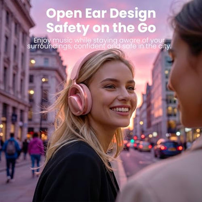 Open Ear Open-Back Headphones Wireless Bluetooth Gaming Headset with Mic for PC Switch Xbox One PS4 PS5, 3.5mm Wired Breathable Lightweight Over Ear Headphones with Microphones Adjustable RGB Light - color: Black