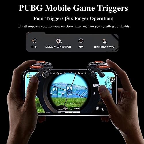 PUBG Mobile Game Triggers, 4 Triggers [6 Finger Operation] High Sensitive Shoot Aim Gaming Controller Gamepad Grip Joysticks Buttons - color: 6 Finger Operation