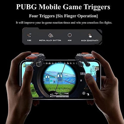 PUBG Mobile Game Triggers, 4 Triggers [6 Finger Operation] High Sensitive Shoot Aim Gaming Controller Gamepad Grip Joysticks Buttons - color: 6 Finger Operation
