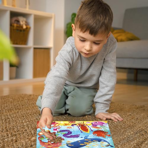 30 Piece Puzzles for Kids 3-5 - 4 Jigsaw Kids Puzzles Ages 2-4 | Animal Learning Jigsaw Puzzle for Kids 4-6 Years Old - Educational Toys for Toddlers Boys and Girls - color: Domestic & Wild Animals
