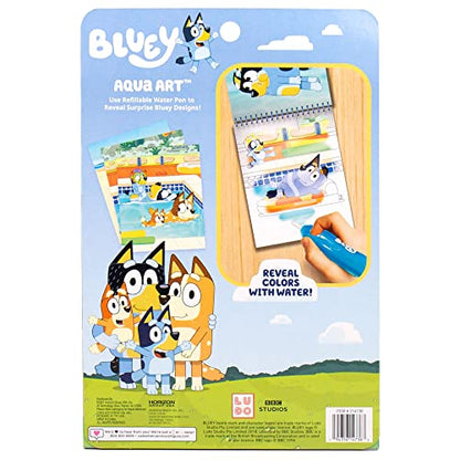 Horizon Group USA Bluey Aqua Art - Reusable Water Reveal Activity Pages With Water Pen for No-Mess Drawing and Coloring - style: Bluey