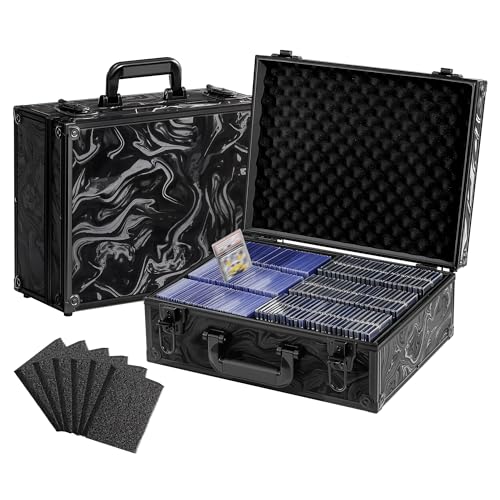 Top Loader Trading Card Storage Case for Sports Cards Graded Cards | Toploader Storage Box for 3" x 4" 35pt Card with 6 Foam Dividers, Card Box Holders 610+ Top Loaders, 140+ Magnetic Holder - color: Ink Black