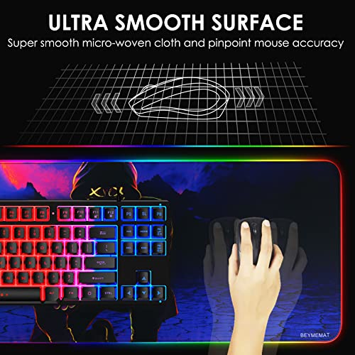 RGB Gaming Mouse pad LED Mouse mat Animated Mousepad Large Mice Pads with Waterproof Surface and Anti-Slip Base -10 Colors Modes with XL size-31.5x11.8x0.16 inches (8030 Dancer)