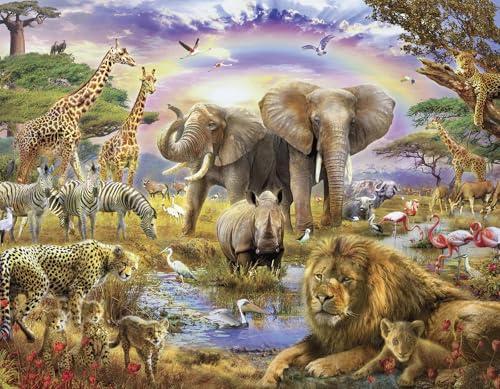 100 Piece Puzzles for Kids, African Animal 100 Piece Puzzles for Adults, Animal World Puzzle Jungle Scene Puzzle, Jigsaw Puzzles 100 Pieces for Seniors Teens Kids Ages 6-10 Brain Teaser - color: Animal World