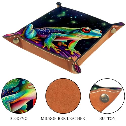 Neon Frog Dice Tray PU Leather Dice Rolling Tray Folding Dice Holder for Dice Games, Like RPG, DND and Other Table Games - color: Multi 3