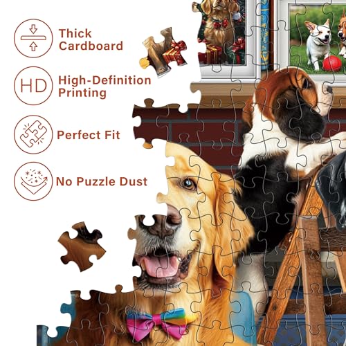 BenBen 4 Pack 1000 Piece Puzzle for Adults, Thick Cardboard Pieces | World Landscape, USA Landmarks, Dogs' Dinner Party, Jungle Parrots Jigsaw Puzzles with Letters or Patterns on Back
