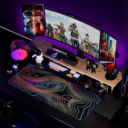 Desk Mat Pad,Large XXL Extended Mouse Pad Mat for Desktop Keyboard | 35''×15.6'' XXL Extended Gaming Mouse Pad with Non-slip Base Desk Matt Mousepad for Computer,Office,Keyboard and Laptop - color: A4-Topographic 1